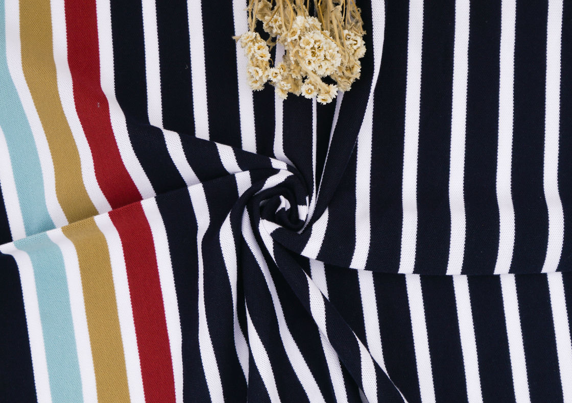 Healthy And With Good Quality And Comfortable And Breathable Striped Knit Fabric For T-Shirt