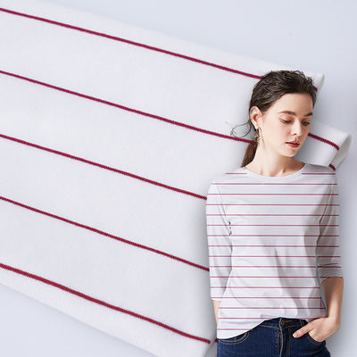 좋은 가격 환경 친화적 인 면화 인클로크 직물 줄무늬 225gsm 리카 리브 질감 온라인으로