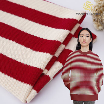 피크 가죽 염색 직물 직물 320g 빨간색과 흰색 부드러운 줄무늬 테리 천